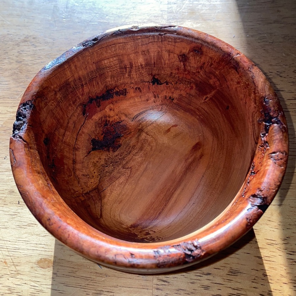 Cherry burl bowl raw edge knots 😍Handmade by Shane Repasky